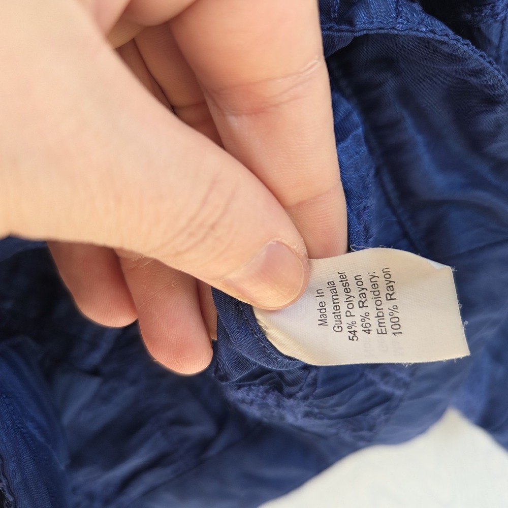 Vtg A La Carte Womans L Top Shacket Button Down Blue Boho Paisley‎ Embroidered - Picture 8 of 9